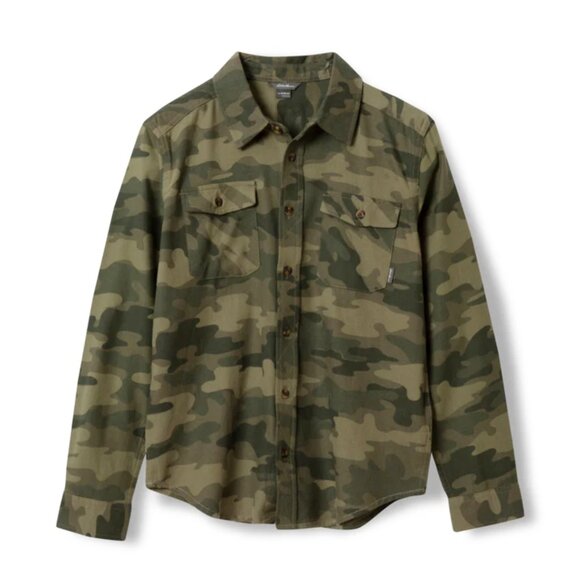 Eddie Bauer Boys Eddies Favorite Flannel in Green Camo Size Small NWT - Picture 1 of 14